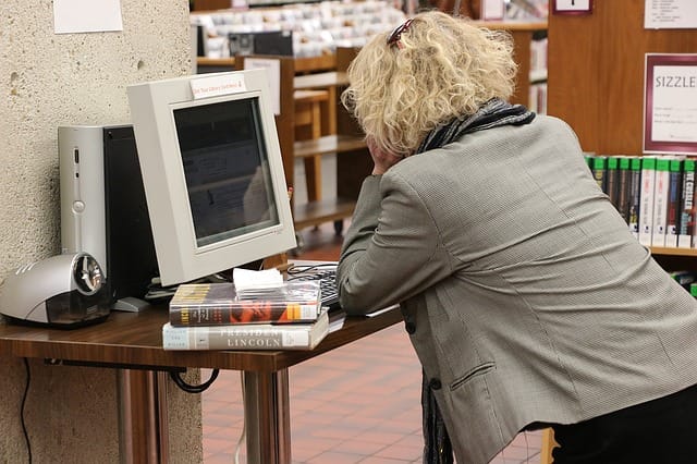 woman in front of computer